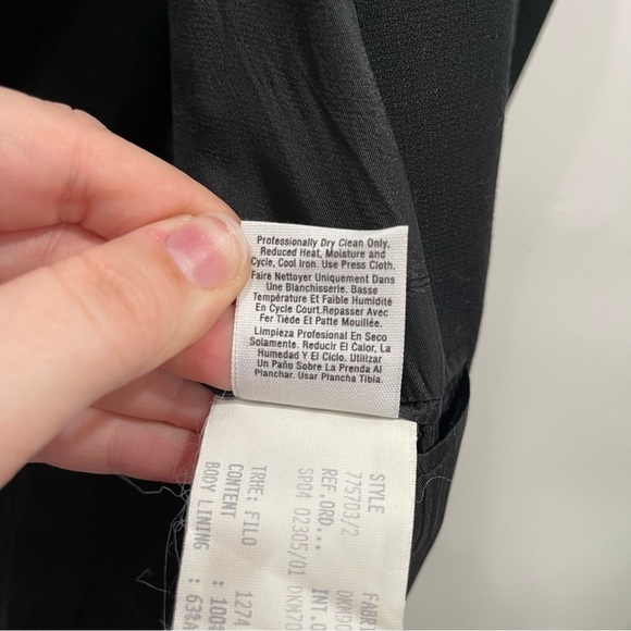 Donna Karan Signature Made In Italy Wool Black Blazer Suit Jacket 43/36 Long - Picture 12 of 15